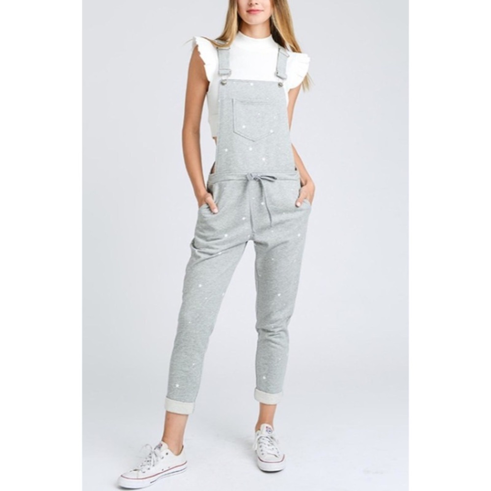 STORIA Star Print Knit Overalls Gray M
